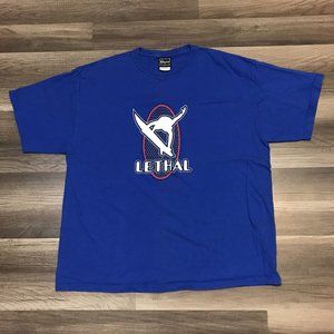 Vintage Rush Brand Lethal Surf Graphic Blue T-Shirt Sz XL